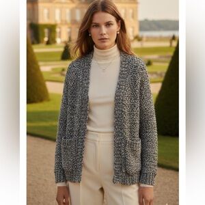 Moth Black and White Open Front Cardigan Size Small